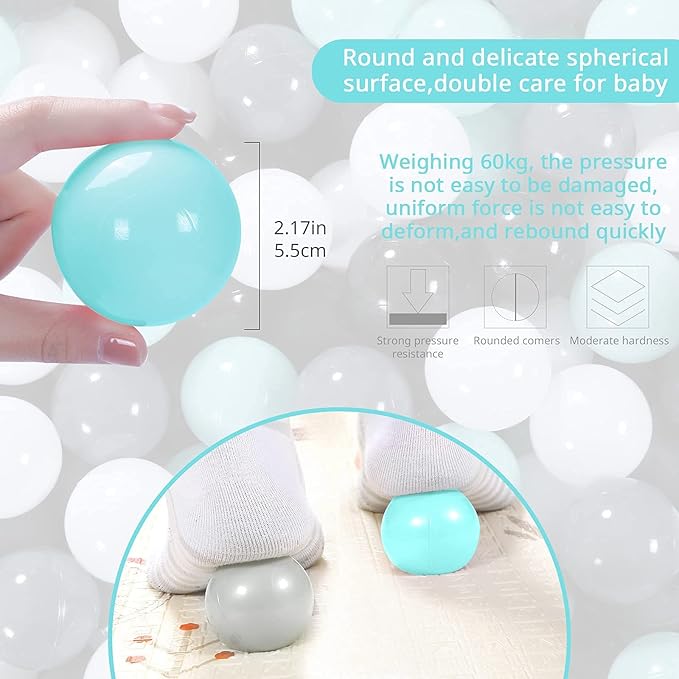 STARBOLO Ball Pit Balls for Toddlers Pack of 100 200 500 - BPA&Phthalate Free Non-Toxic Crush Proof Soft Plastic Balls for 1-5Years Old Toddlers Girl Kids Birthday Pool Playpen Tent Party