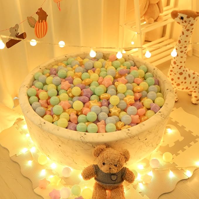 Star Ball Pit Balls for Toddlers -200pcs Macaron Ocean Balls Phthalate Free BPA Free Non-Toxic Crush Proof Play Balls Play Tent Pool Playhouse Playpen Party Indoor Outdoor