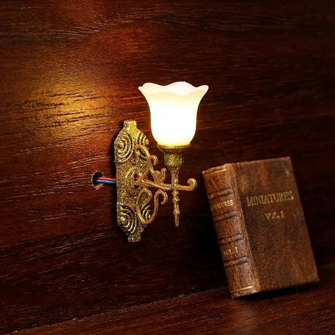 Yardwe 4pcs Dollhouse Led Wall Lights, 1:87 Scale Miniature Wall Lamps DIY Moss Micro Landscape Decor, Sand Table Model Accessories for Scene Decoration