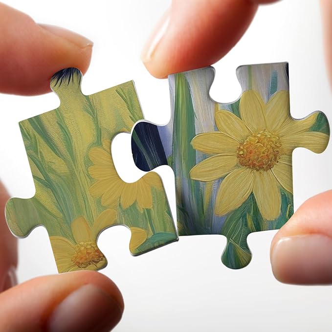 Sunflower Cow Painting Jigsaw Puzzle 1000 Piece for Adult, Animal Flower Plant Nature Jigsaw Puzzles, Funny Art Beautiful Landscape Puzzle