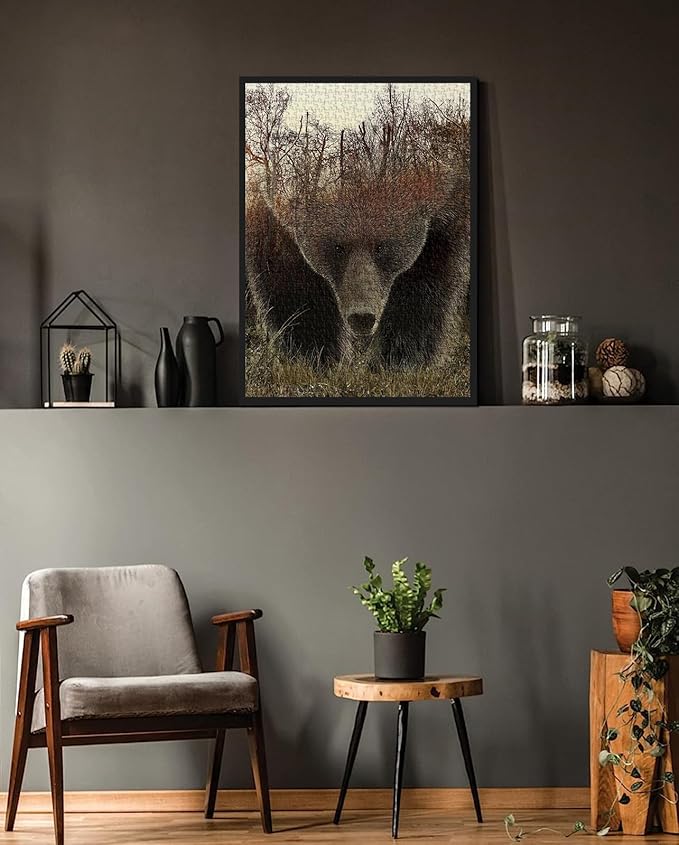 Animal Bear Jigsaw Puzzles for Adult 1000 Piece, Difficult Hard Impossible Puzzles for Adults, Nature Hunting Puzzle 1000 Piece