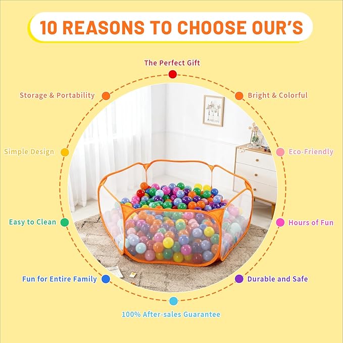 STARBOLO Cute Kids Ball Pit Pool Play Tent, Toy Ball Play Pool Foldable Play Tent for Kids Girls Boys Indoor and Outdoor, Balls Not Included.