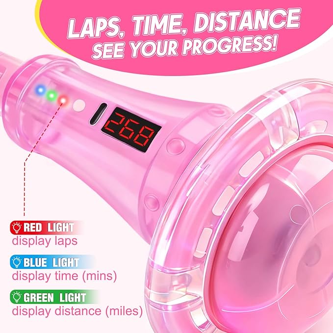Dolanus Skip Toy with Counter- Laps, Time, Distance, Toys for 5-12 Year Old Kids, Girls Birthday Gifts for Age 5 6 7 8 9 10 11 12, Outdoor Outside Sports Games, Girls Toys Ages 6-8 8-13 (Pink)