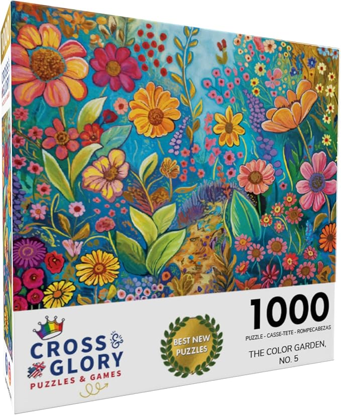 Cross & Glory - The Color Garden, No. 5-1000 Piece Jigsaw Puzzle for Adults | Modern Abstract Floral Art Puzzle | Premium Quality | 20x27 Inches