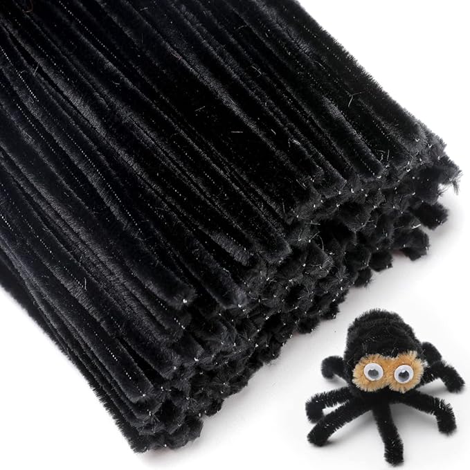 Eppingwin 200pcs Pipe Cleaners, Black Pipe Cleaners Craft Supplies, Chenille Stems for DIY Arts Crafts Project (Black)