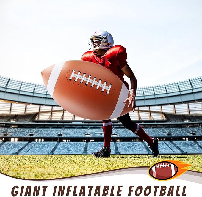 Lewtemi 4 Pcs 27 Inch Giant Inflatable Football for Gameday Party Favor Large Inflatable Sports Balls Jumbo Beach Balls for Football Birthday Sport Theme Party Decorations Outdoor Activity Gift