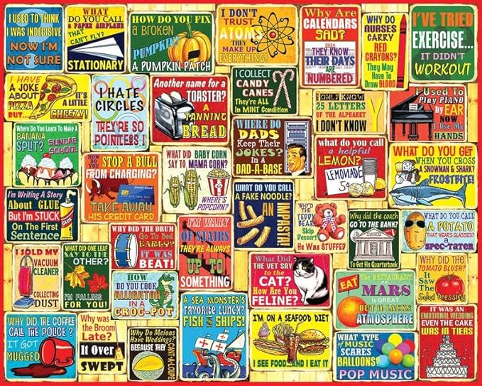 White Mountain 1000 Piece Jigsaw Puzzle Fathers Day Humor Collage Puzzles with Large Pieces Gift for Adults and Family 24"x30" - Dad Jokes