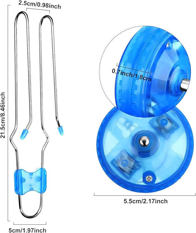 Gejoy 4 Pcs Magic Rail Twirler Easter Kids Retro Toys Light up Magnetic Gyro Wheels Toy Gyroscope Rail Game Classic Vintage Gravity Sensory Toy Gift for Boy Girl(Straight Line Style,Red, Blue, Green)