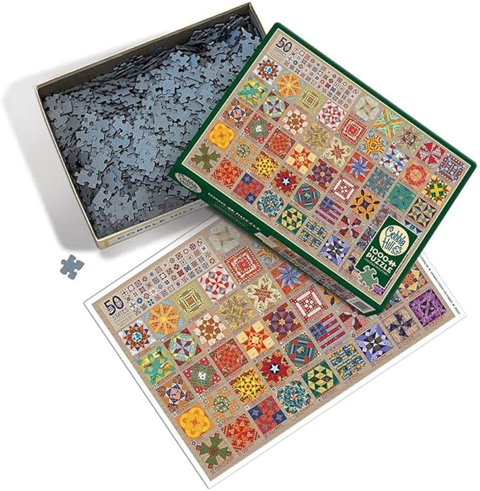 Cobble Hill 1000 Piece Puzzle - 50 States Quilt Blocks - Sample Poster Included