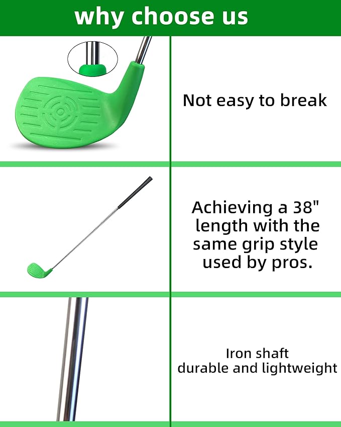KOFULL Golf Clubs with Oversize Plastic Head, Extra Long Steel Shaft 37" for Golf Yard Game,2 Right-Handed Clubs for Backyard Games Adults, Hit Plastic/Foam Balls in Grass, Parks, Sands
