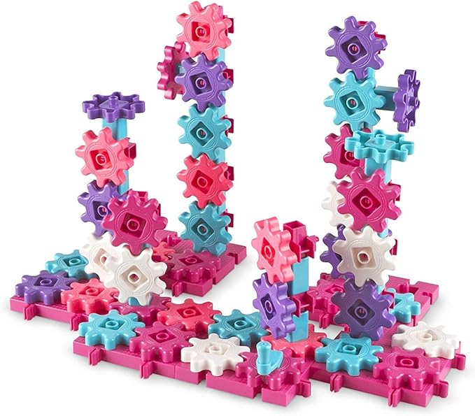 Learning Resources Gears! Gears! Gears! Deluxe Building Set Pink - Toddler Building Toys, STEM Activities, Fine Motor Skills, Critical Thinking, Birthday Gift Idea for Girls and Boys