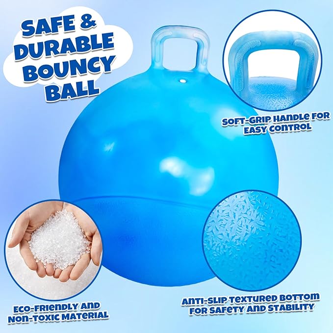 Hopper Ball for Adults & Teens 16+, 28 Inch Clouds Bouncy Ball with Handle, Sit On Hippity Hop Exercise with Air Pump, Jumping Hopping Toys Active Play for Family Activities Indoor Outdoor Fun Races