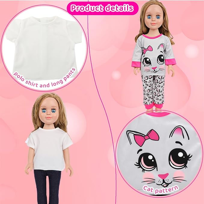 MSYO 18-Inch Doll Clothes & Accessories Kit: 5 Pre-Styled Outfit Sets + 2 Pairs of Shoes (8 Styles Available) - Fashion Dress-Up Play Set for Dolls, Gift for Girls Ages 3-10