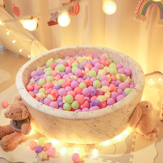 Star Ball Pit Balls for Toddlers -200pcs Macaron Pit Balls Phthalate Free BPA Free Crush Proof Play Balls Play Tent Pool Playhouse Playpen Party Decoration.