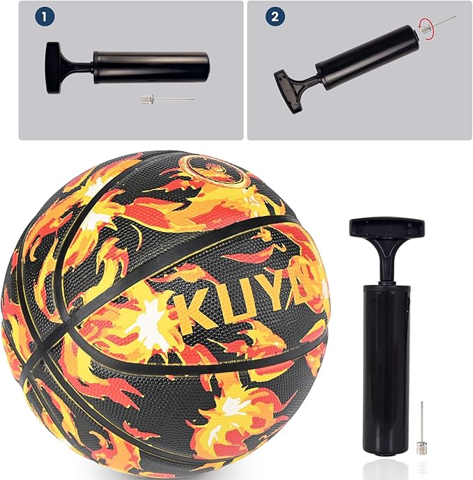 KUYOTQ Kids Youth Adult Size 3/4/5/6/7 (22/25.5/27.5/28.5/29.5") Basketball Premium Rubber or Faux Leather Basketball Indoor Outdoor Basketball for Boys Girls Womens Mens Basketball Gifts (Deflated)