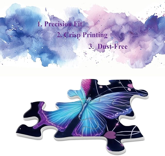 Gradient Butterfly Dream Catcher Puzzle for Adult 1000 Piece, Fantasy Starry Night Jigsaw Puzzle, Purple Art Challenging Puzzle as Home Decor