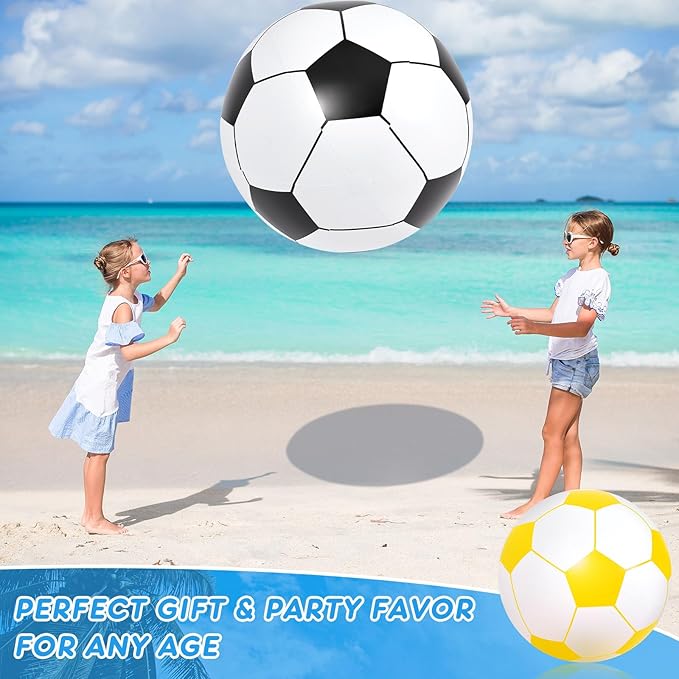 Lewtemi 2 Pcs 40 Inch Giant Inflatable Soccer Ball Large Huge Beach Balloons Oversized Football Sport Birthday Party Decoration Favor Gift Pool Supplies for Outdoor Piñata Activity