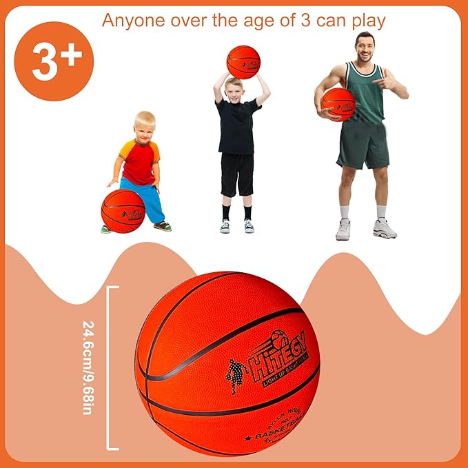 Rechargeable Glow in the Dark Basketball - USB Charging, Water-Resistant, Size 7, Impact Activated, Includes Pump & Charging Cable - Rechargeable Light Up Basketball (Orange, with Bag)
