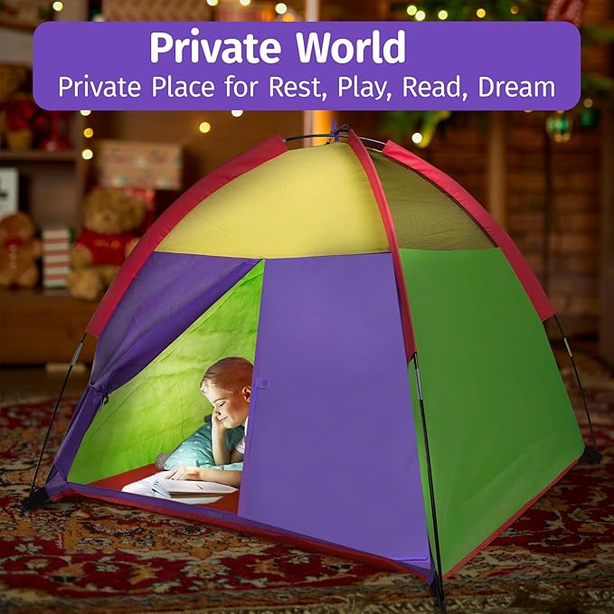 Alvantor® Play Tents for Kids Pop Up Toddler Tent Indoor/Outdoor for Children Boys Girls Pets Portable Playhouse Camping Playground 58"x58"x47" Rainbow
