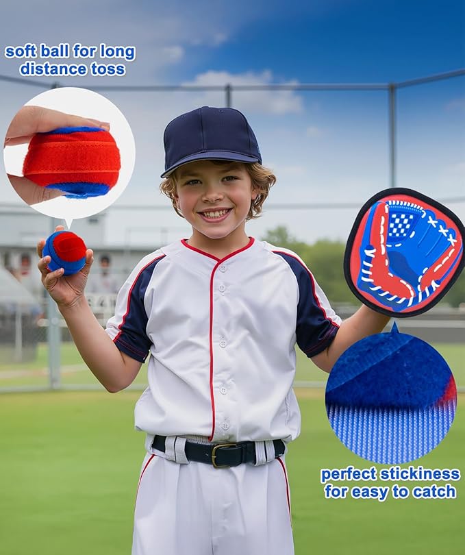 Toss and Catch Game Ball Set Toddler Toys for 3 4 5 6 7 8 Year Old Boys Girls Birthday Gift, Yard Games Pool Outdoor Beach Toys for Kids Ages 4-8 Baseball Glove