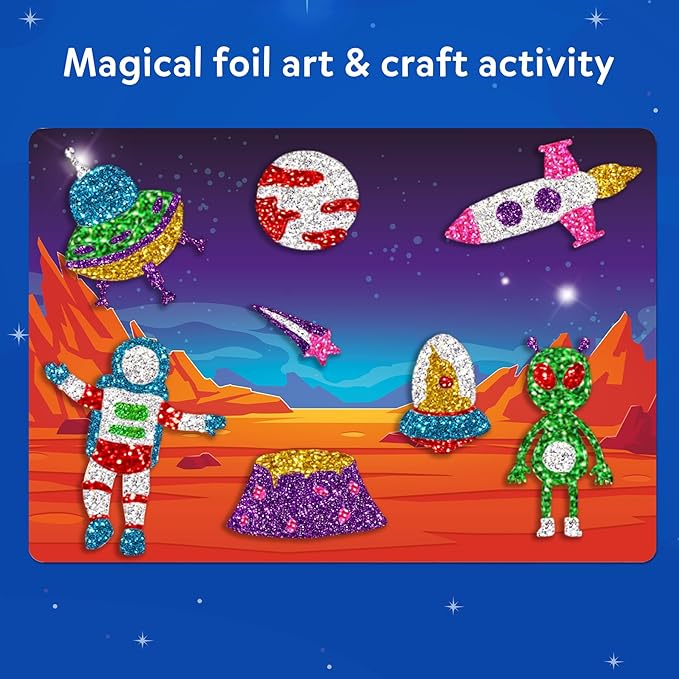 Skillmatics Foil Fun - Space, No Mess Art for Kids, Craft Kits & Supplies, DIY Creative Activity, Travel Toys, Gifts for Boys & Girls Ages 4, 5, 6, 7, 8, 9
