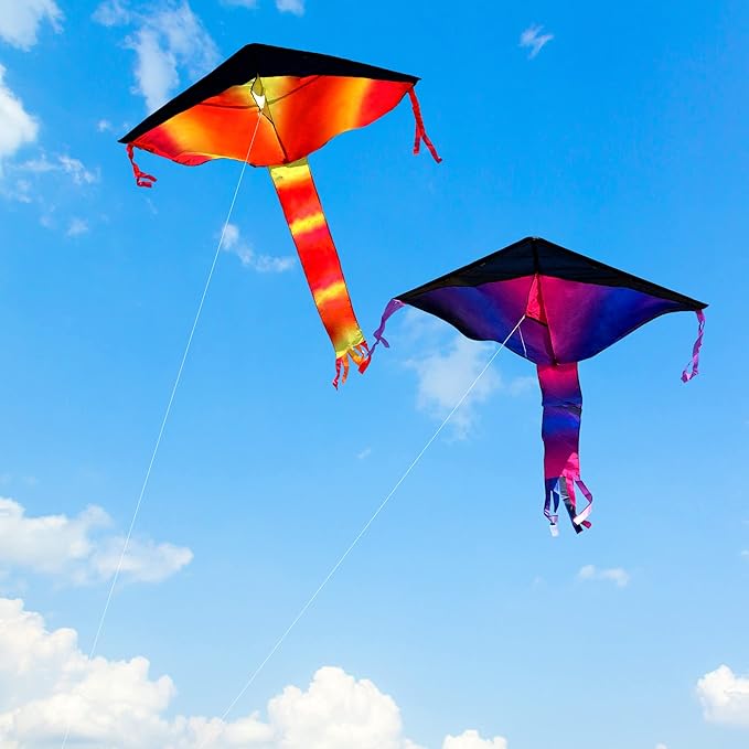 Joyin 3PCS Delta Kites for Adults & Kids, Easy to Fly Multicolor Kite with 262.5ft String, Large Beach Flying Toys for Family Activities, Outdoor Beach Games for Beginners Teens Adults