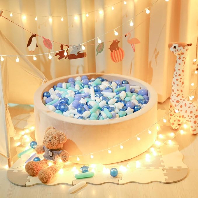 STARBOLO 500pcs Ball Pit Balls for Toddlers - Blue Ball Pit Balls Crush Proof Plastic Toy Balls for Toddlers Ball Pits, Ball Pit Play Tent, Baby Pool Water Toys,500pcs(Pearl Blue 4 Colors)