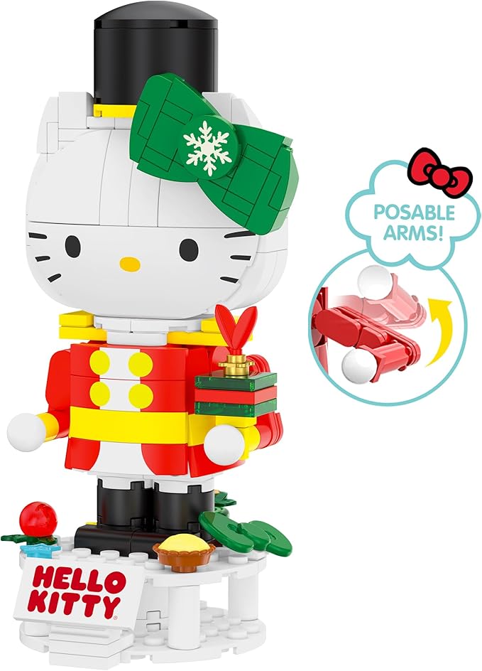 Brickcraft Hello Kitty Toy Soldier Brick Building Set Nutcracker Sanrio Holiday Christmas Block Kit & Collectible Display Figure DIY Construction Gift for Kids & Adults, Festive Décor Ages 8+ 223 pcs