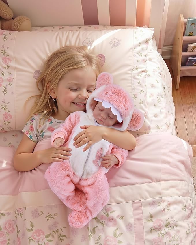 BABESIDE Reborn Baby Doll Clothes Set for 17-22 Inch Babydolls – Cute Shark Hoodie Babydoll Clothes for Lifelike Reborn Baby Doll Accessories, Pink