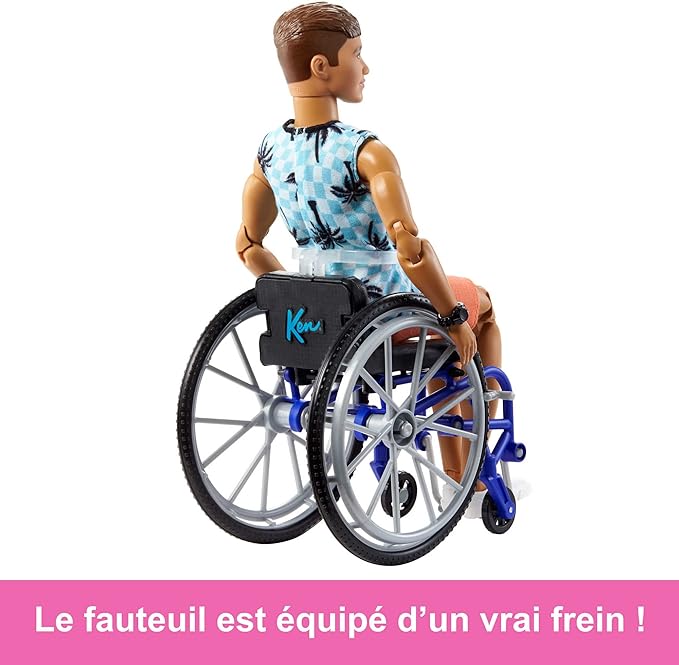 Barbie Ken Doll with Wheelchair & Ramp, Kids Toys, Fashionistas, Brunette with Beachy Tee and Orange Shorts, Clothes and Accessories