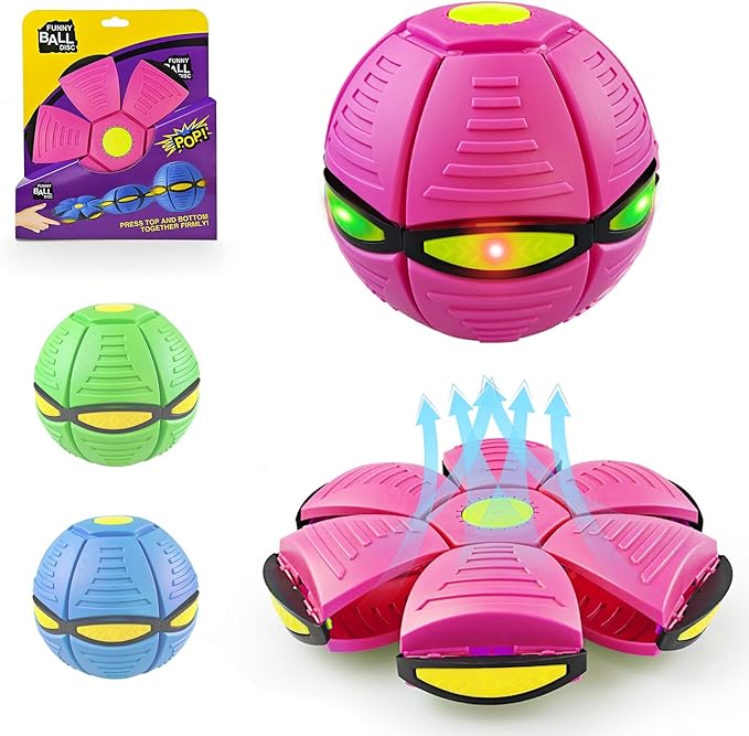 Magic Ball Pop Up Balls Light-Up – Magic Bouncing Pop Up Toy with Bright Motion Lights Dual-Form Magic Meta Ball Bouncy Balls for Indoor Outdoor Fun (Pink)