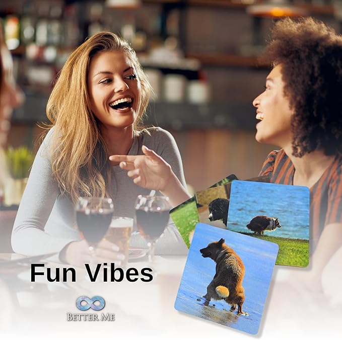 8 Pooping Dogs Funny Coasters for Drinks - Absorbent Cork Base Home Decor Coaster Set for Tabletop Protection, Dog Decor for Dog Lovers, Hilarious Drink Coasters Set Gag