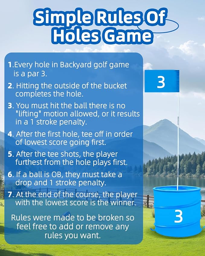Backyard Golf Game - 3 Set Buckets for Practice, Family and Adults - Outdoor Yard Game for Lawn, Beach, Camping, Park