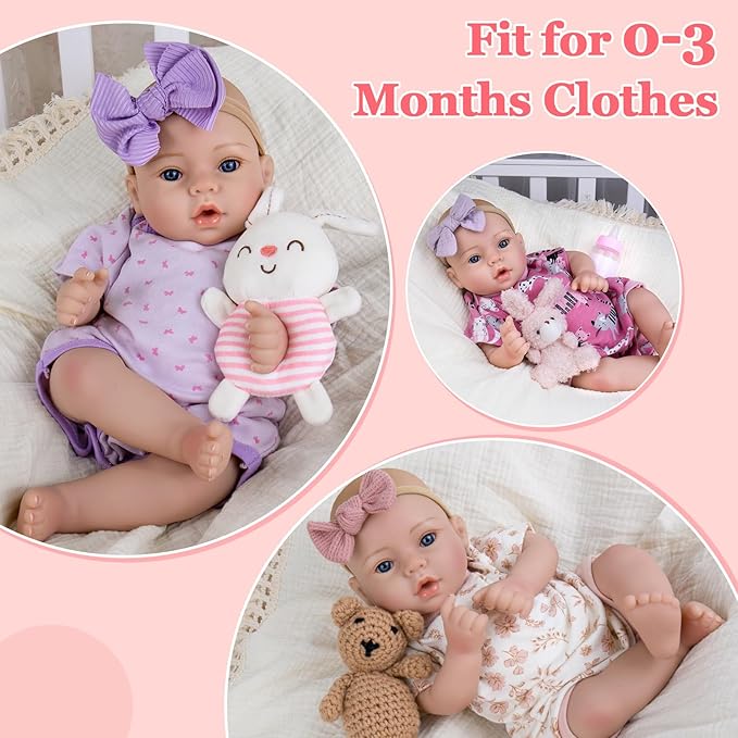 Aori Reborn Baby Dolls Lifelike - 18-inch Real Life Newborn Girl with Ultra-Realistic Handcrafted Details & Flexible Limbs, Gift Set for Kids 3+, Parents, Elderly and Collectors