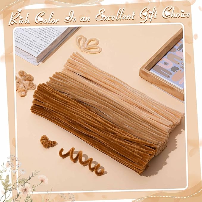 Peryiter 500 Pieces Pipe Cleaners Chenille Stems for Flowers Craft Supplies Bulk Fluffy Fuzzy Sticks for DIY Art Projects Creative Gift Wrapping Party Decorations(Boho Color,12 Inch)