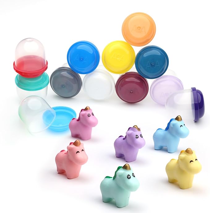 Entervending Unicorn Mini Toys in Capsules - 100 Pcs of 1.1 Inch Acorn Capsules and Unicorn Toy for Kids - Plastic Capsules for Toys Bulk – Mini Unicorn Toys - Classroom Prizes Easter Egg Stuffers
