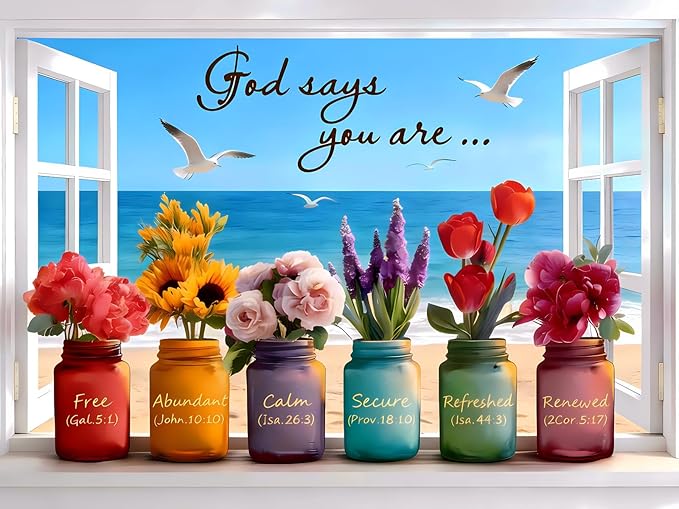 Christian Bible Puzzles for Adults 500 Pieces, Wishful Window Jigsaw Puzzles, Impossible Christian Bible Puzzle for Seniors Families, 1:1 Poster, Letter On The Back, 21x15 Inches