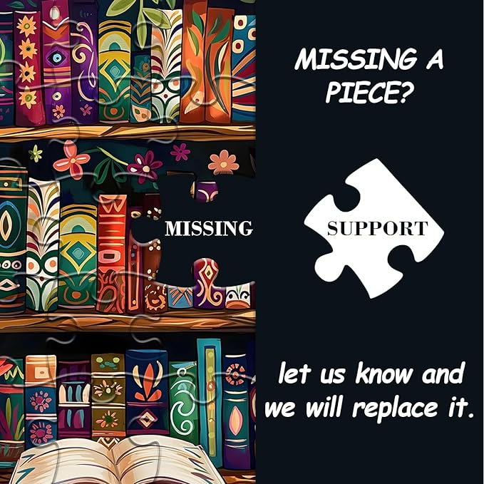 Blooming Bookshelf Jigsaw Puzzles 1000 Pieces, Vintage Literary Blossom Colorful Art Puzzle, Flower Book Wildflower Page Floral Themed, Library Impossible Challenging Puzzles for Adults