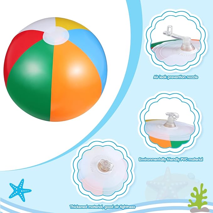 Tatuo Beach Balls 3 Pcs 12 Inch Inflatable Ball Beach Ball Swimming Pool Ball Enjoyable Pool Float Balls for Outdoor Activity Birthday Summer Party Favors Water Toys (Classic Style)