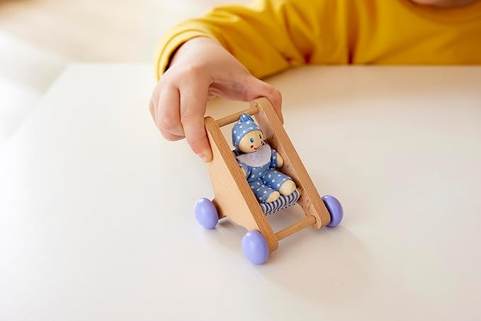 Hape Wooden Doll House Furniture Baby's Room Set with Baby| Pretend Playset for Kid’s Wooden Dollhouse