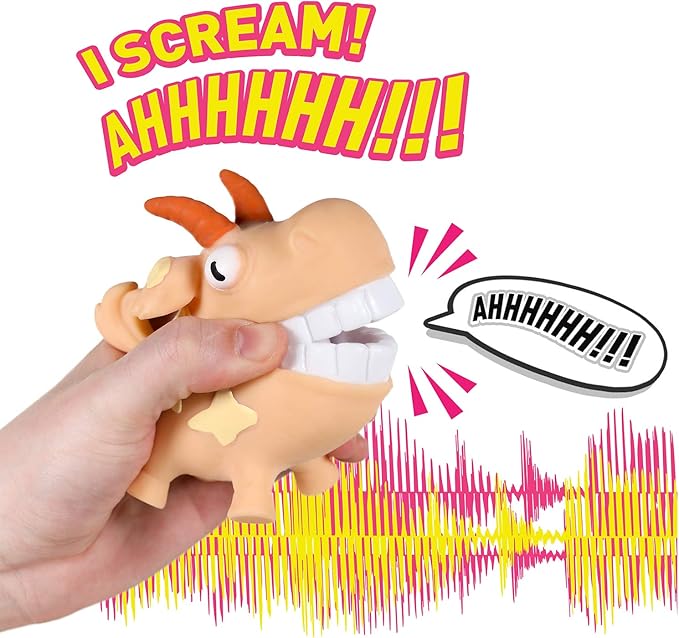 Hog Wild Scream-O Screaming Goat Toy - Squeeze The Goat's Cheeks and It Makes a Hilarious Screaming Sound - Funny Stocking Stuffer, Christmas, Prank, Novelty, Gag Gift for Kids, Adults, Coworkers