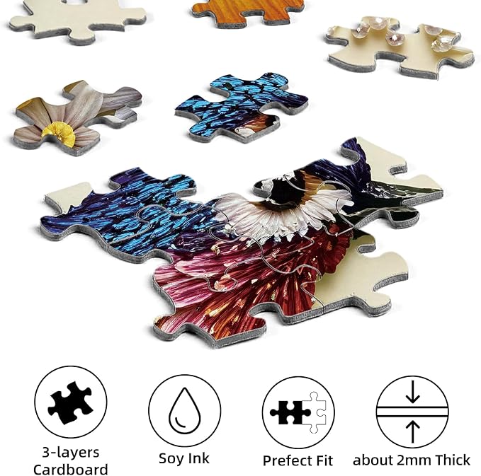 Beaded Hummingbird 1000 piece Puzzle for Adults, Sutinban Hummingbird Floral Jigsaw Puzzles, Nature Jewel Art Impossible Puzzle 1000 Pieces, Colorful Challenging Puzzles for Adults and Family Senior