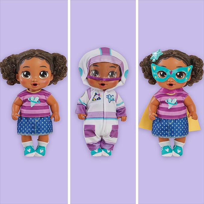 Baby Alive Super BFF Tilly Tinker Black Hair Dress Up Baby Doll Playset, 11 Inches, Toys for 3 Year Old Girls & Boys & Up (Amazon Exclusive)