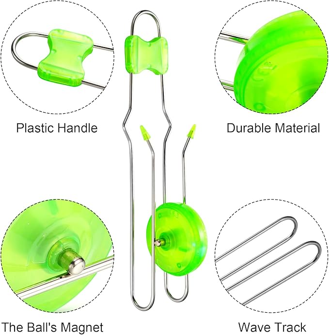 Sumind 6 Pcs Magnetic Gyro Wheels Toy Retro Light up Gyroscope Rails Twirler Easter Gyroscope Gift Kid Sensory Trick Yoyo Sensory Fidget Toys for Boy Girl(Straight Rail,Green, Red)