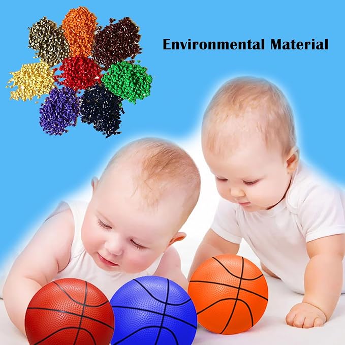 ABAJI Mini Basketballs Green 2 PCS 5" Set with Random Color Pump Needle Durable Material for Mini Hoop Toddlers Kids Teenagers for Pool Indoors Outdoors