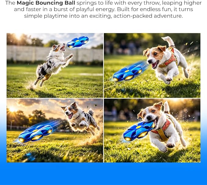 M&S STORES LLC Magic Meta Ball, Magic Bouncing Ball with 6 Light, Children's Bouncing Balls,Dual Form Freely Switchable, Parent-Child Interaction Suitable for Indoor & Outdoor Use (Blue)