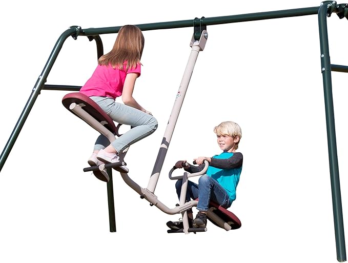Gym Dandy Tilt-A-Swing Kids Swing Set | Spins 360 Degrees, Multi-Directional Rotation, Swing Set for Backyard, 300 LB Weight Capacity GD-6662, Black/Red/White, One Size