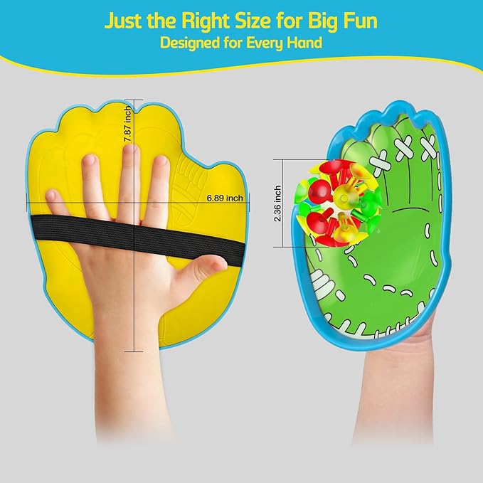 punkdog LED Toss and Catch Ball Game Set - 1 LED and 1 Regular Suction Cup Ball with 2 Easy-Grip Gloves - Beach Sports Toys for Kids - Outdoor Games for Backyard or Park - Easter Gift for Kids