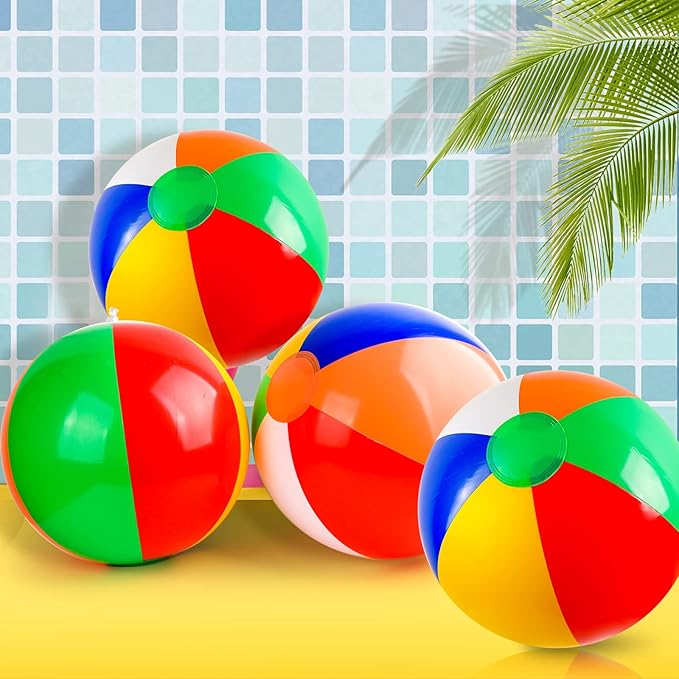 Coopay 12/24/36 Pack 16" Large Inflatable Colorful Beach Balls Classic Rainbow Swimming Pool Ball Birthday Beach Party Decoration Summer Water Games Gifts 16 to 12 Inches from Deflated to Inflated