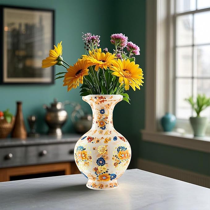 3D Puzzle Vase for Adults with LED Light, 200 Curved Pieces DIY Flower Vase Craft Kit, Creative Jigsaw Art Project Home Décor Centerpiece (C- Petaluxe Vase)